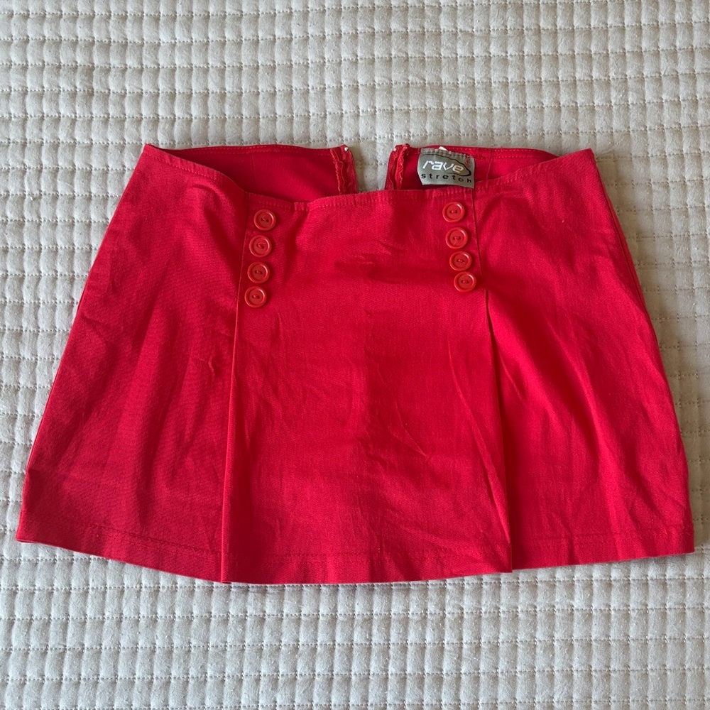 Rave Red Mini Skort with Button Accents